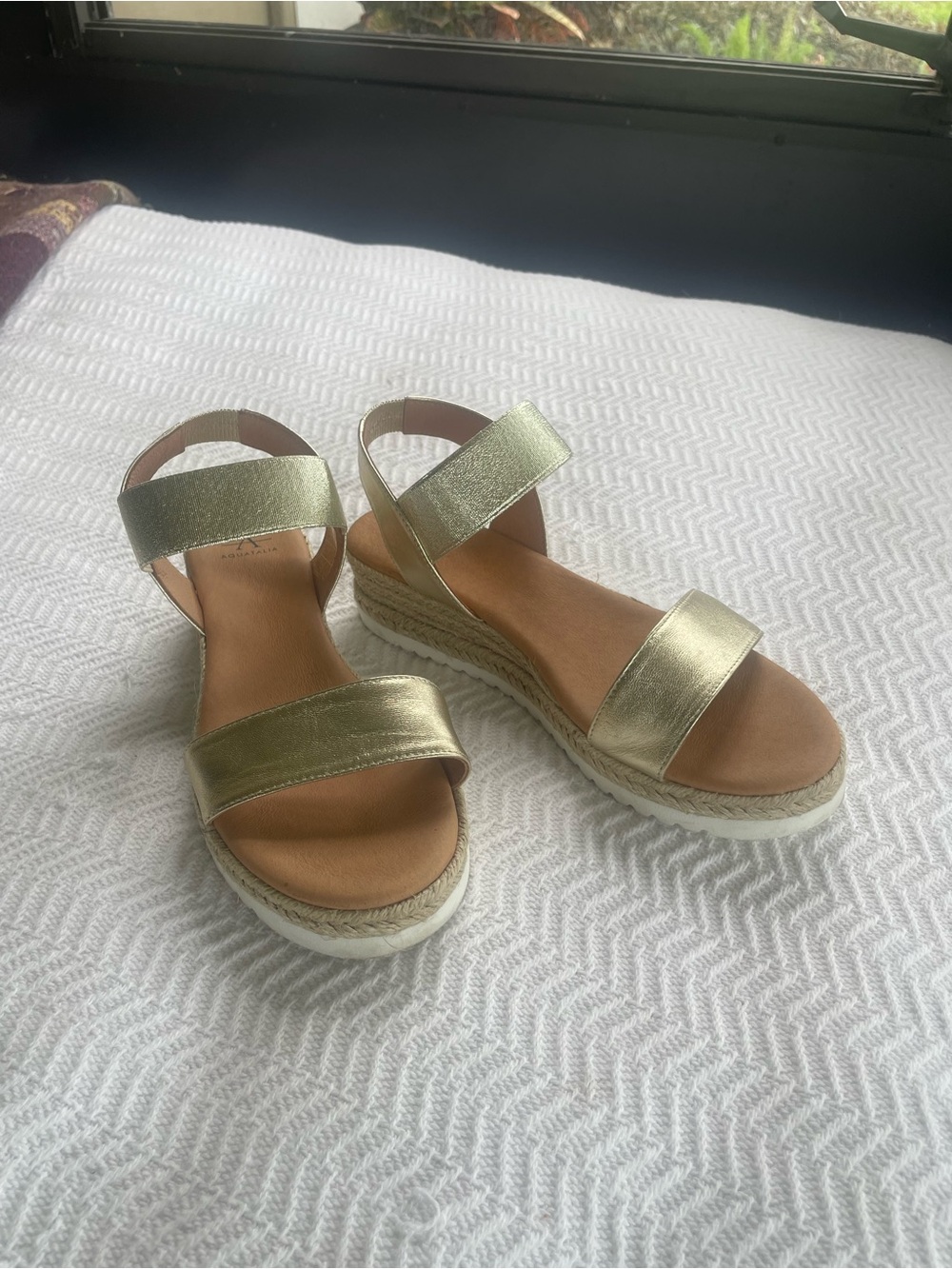 Aquatalia Metallic Gold Espadrille Sandal